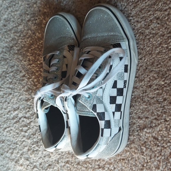 VANS WOMENS GLITTER CHECKER CLASSIC SNEAKERS US 6.5 - Picture 2 of 4